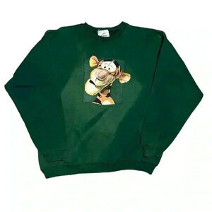The Disney Store Tigger Big‎ Face Graphic Crewneck Sweatshirt Large Vintage